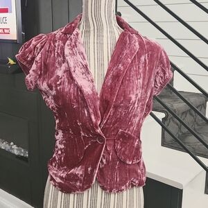 Dolled Up Crushed Velvet Blazer Top